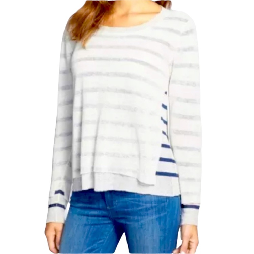 EILEEN FISHER Coastal Double Layer Sheer Linen Asymmetrical Sweater size M